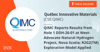 QIMC Reports Results from Hole 1 DDH-26-01 at West-Advocate Natural